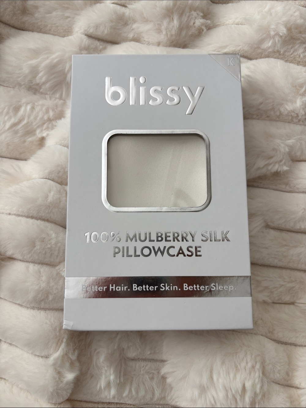BRAND NEW UNOPENED Blissy 100% Mulberry Silk Pillowcase - Ivory